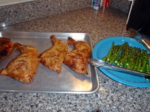 Grilled Chicken Quarters and Asparagus by Connie Cockrell